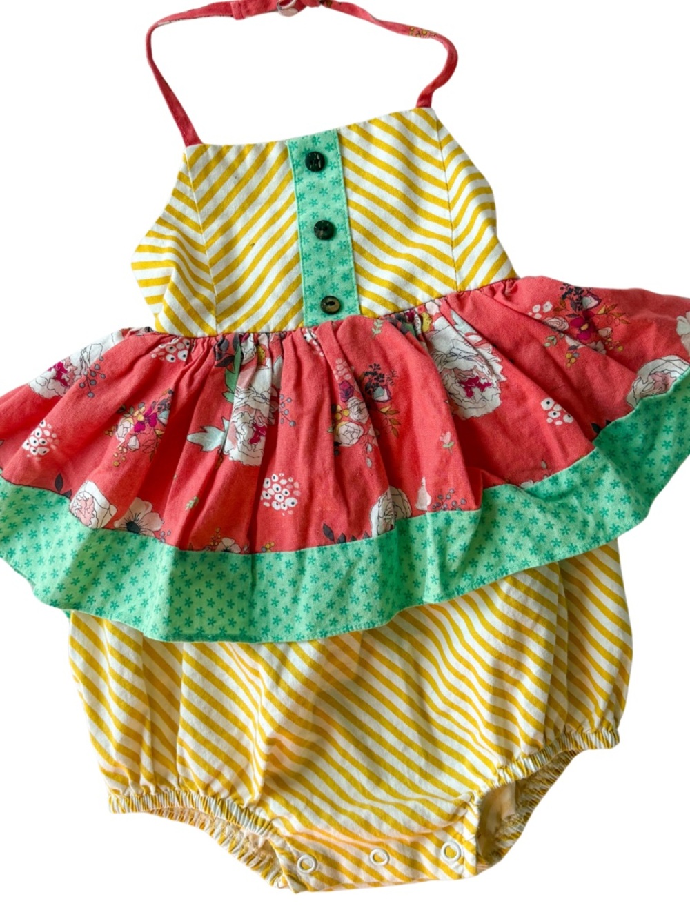 Ricrac and Ruffles Baby Romper Playsuit Whimsical Summer One Piece 18m